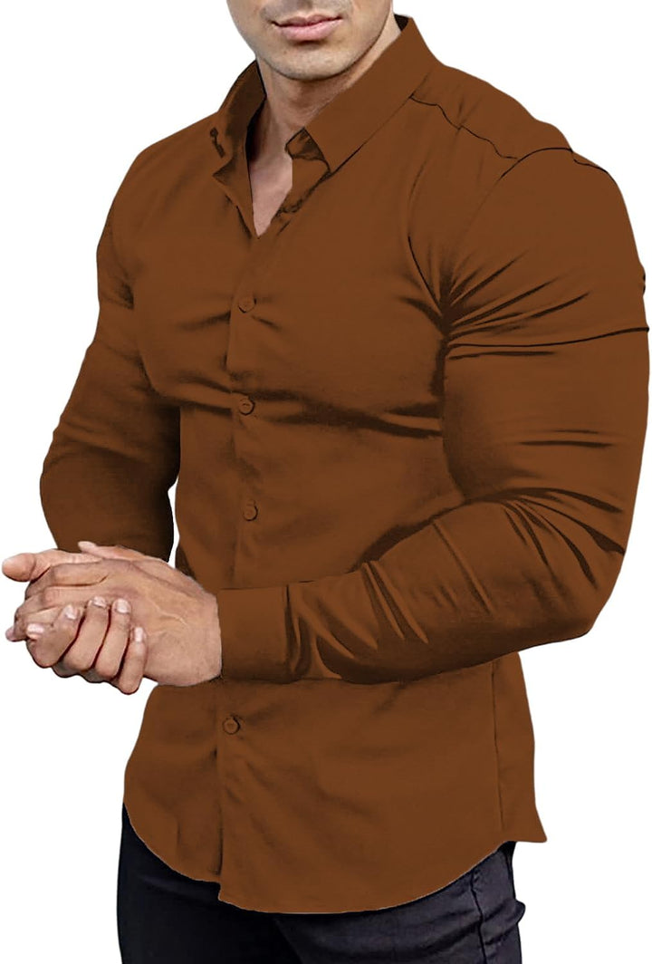 Formal men's slim fit shirt, wrinkle-free for business meetings & elegant fashion.