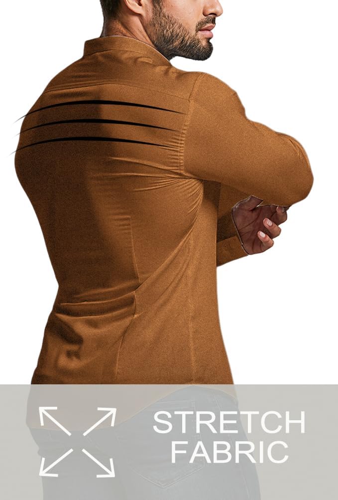 Polished men's slim fit dress shirt, wrinkle-free for a sharp, modern men's fashion look.
