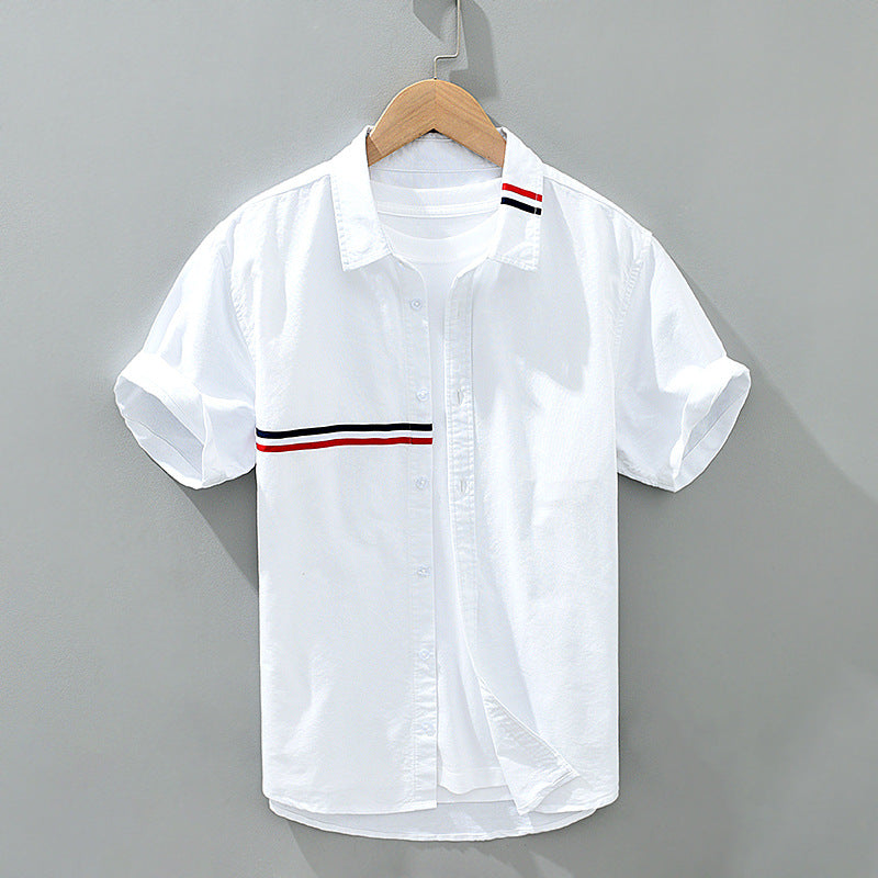 Breathable Men's Zen relaxed fit casual button-down shirt with a stylish chest stripe, perfect for summer comfort.