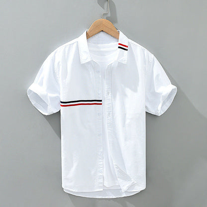 Breathable Men's Zen relaxed fit casual button-down shirt with a stylish chest stripe, perfect for summer comfort.