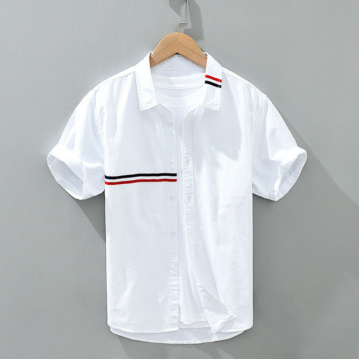 Breathable Men's Zen relaxed fit casual button-down shirt with a stylish chest stripe, perfect for summer comfort.