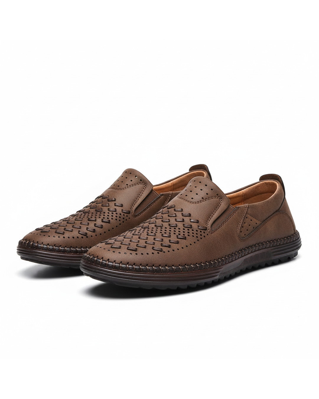 Mens hand-stitched loafers, classic slip-on style for all-day comfort & everyday wear.
