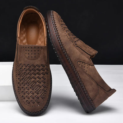 Comfortable mens walking loafers, perforated design ensures breathability for daily wear.