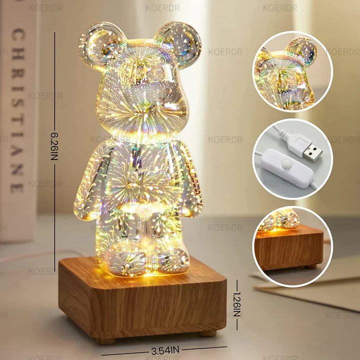Decorative StarBear 3D firework lamp, casting beautiful colorful projections, excellent for any home decor.