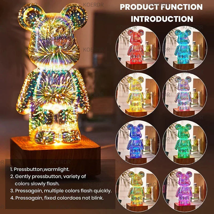 Unique 3D firework projection night light, offering a mesmerizing colorful display for ambient room lighting.