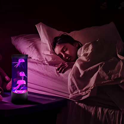 Realistic LED jellyfish lamp, a unique aquarium light and mesmerizing home decor for stress relief.