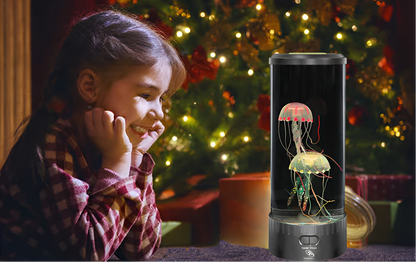 Vibrant LED jellyfish lamp with color-changing lights, an ideal calming night light for any room.