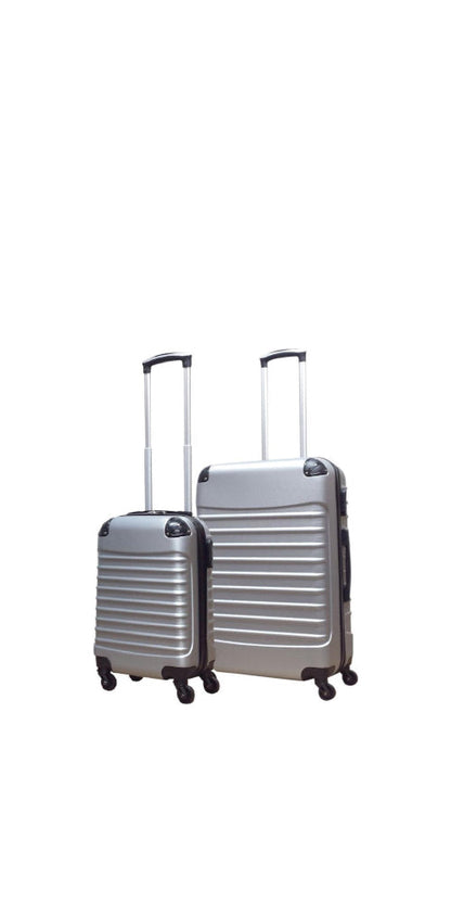 Milano Silver 2-piece hard-shell luggage set. Durable spinner suitcases for easy travel & vacation.