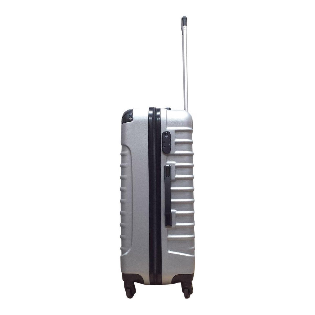 Milano Silver hard-shell 2-piece spinner luggage set. Wheeled suitcases ensuring smooth & effortless travel.