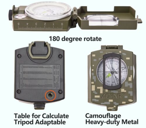 Survival tool: heavy-duty military compass for camping, hiking, and accurate navigation.