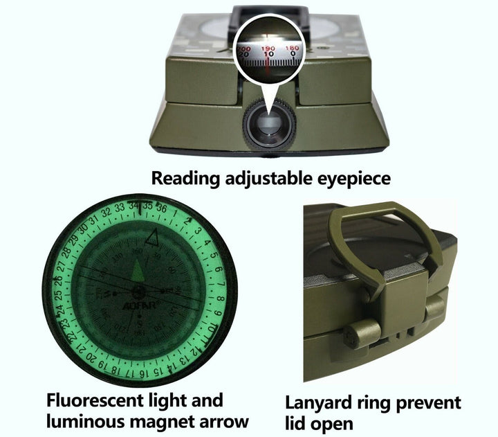 Compact and precise military lensatic compass, a reliable tool for any outdoor adventure.