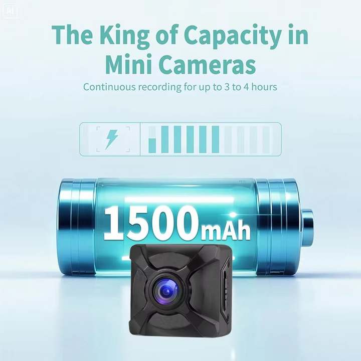 Discreet mini 4K wireless camera for easy setup, motion detection, and remote home security monitoring.