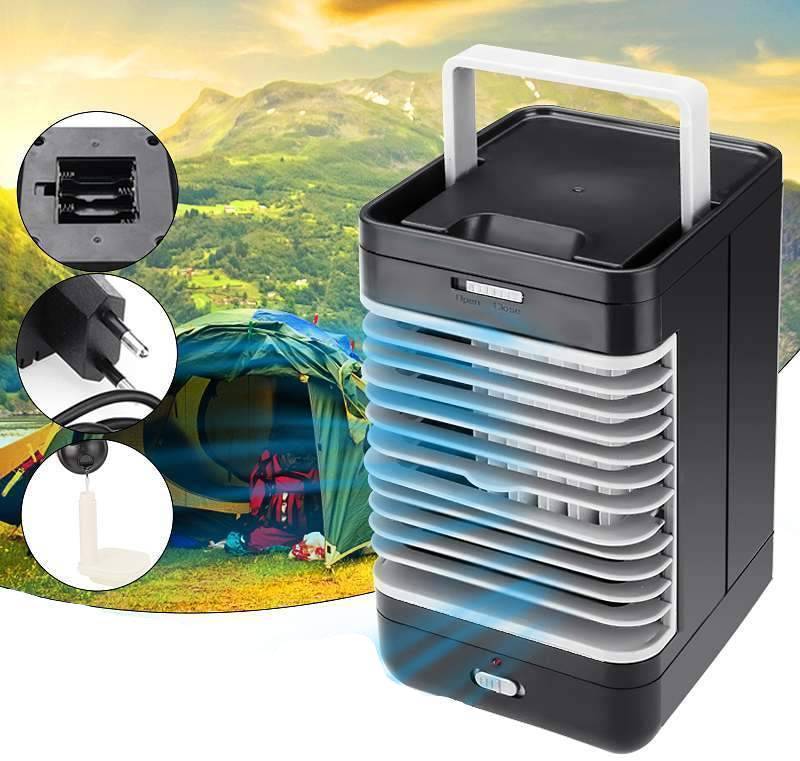 Mini portable USB air cooler fan, perfect for camping and home, with adjustable mist for personal cooling