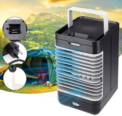 Mini portable USB air cooler fan, perfect for camping and home, with adjustable mist for personal cooling