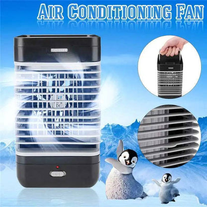 Portable mini air conditioner fan with handle, USB powered, great for office, home and travel