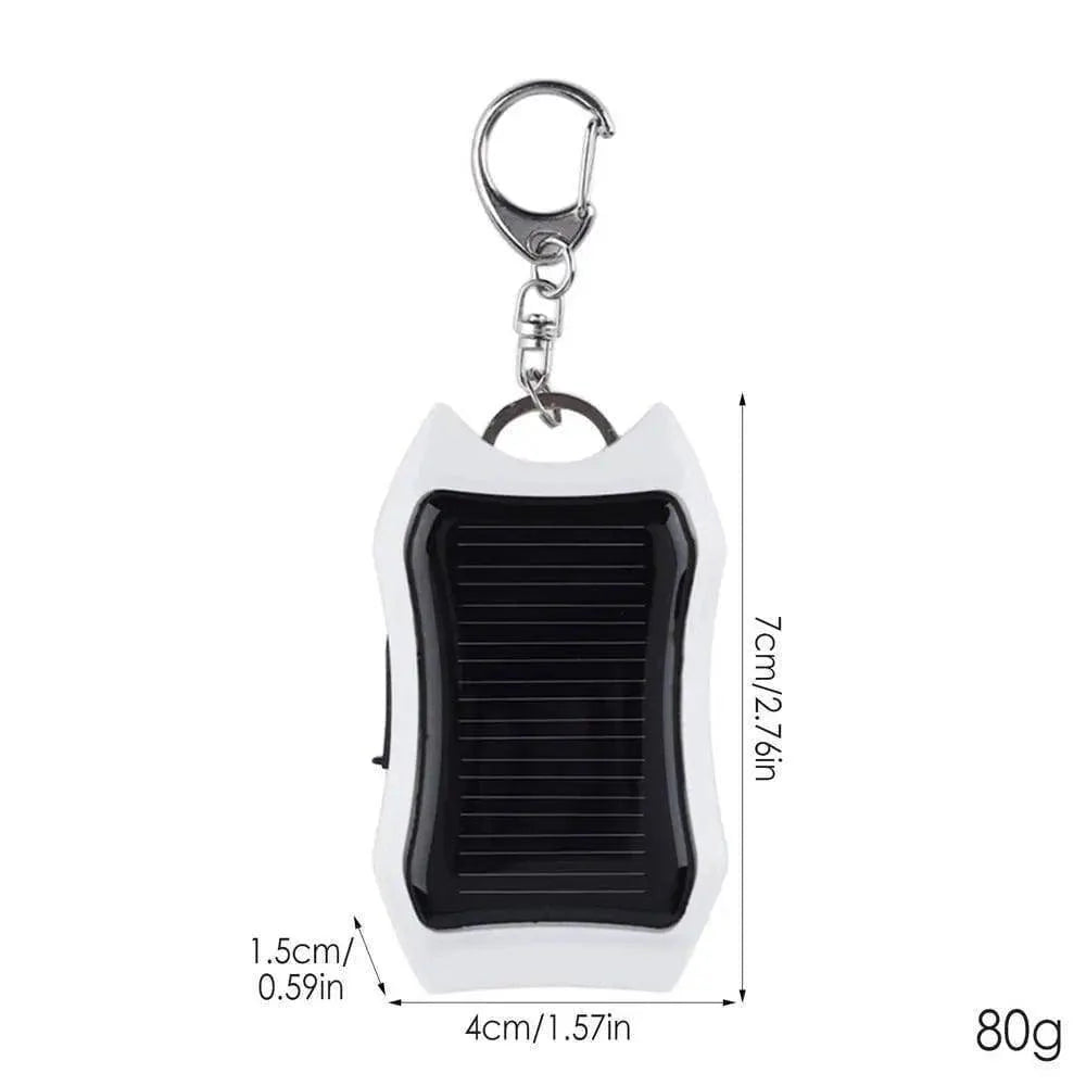 Survival tool: mini solar power bank with LED light and 1500mAh capacity, handy emergency charger.