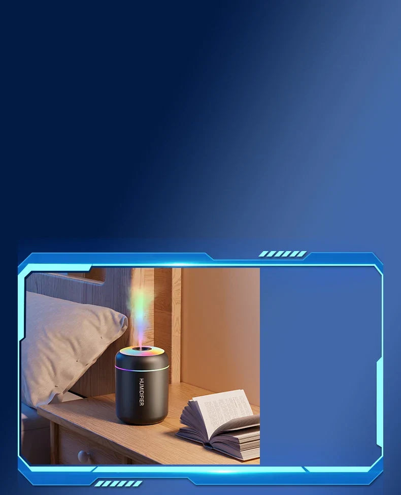 Improve air quality with a mini USB humidifier & essential oil diffuser. Relaxing aromatherapy.