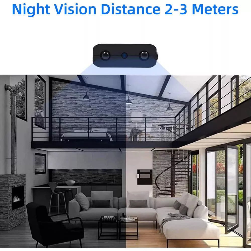Compact mini security camera for home monitoring. Features motion detection and night vision for 24/7 surveillance.