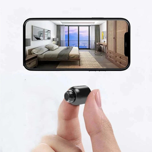 Mini WiFi security camera with enhanced night vision for discreet home surveillance & security.