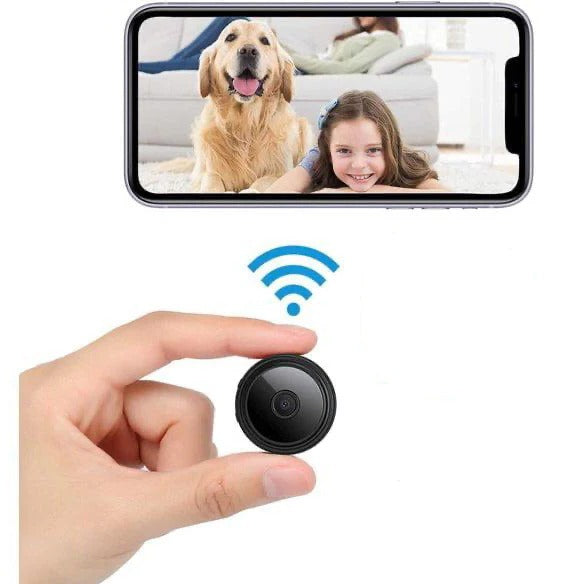 Mini wireless magnetic security camera: live audio/video, night vision & motion detection. Home security.