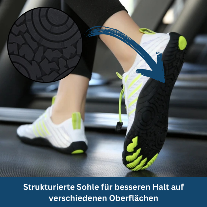 Flexible and comfortable unisex athletic shoes with a wide toe box for optimal foot splay