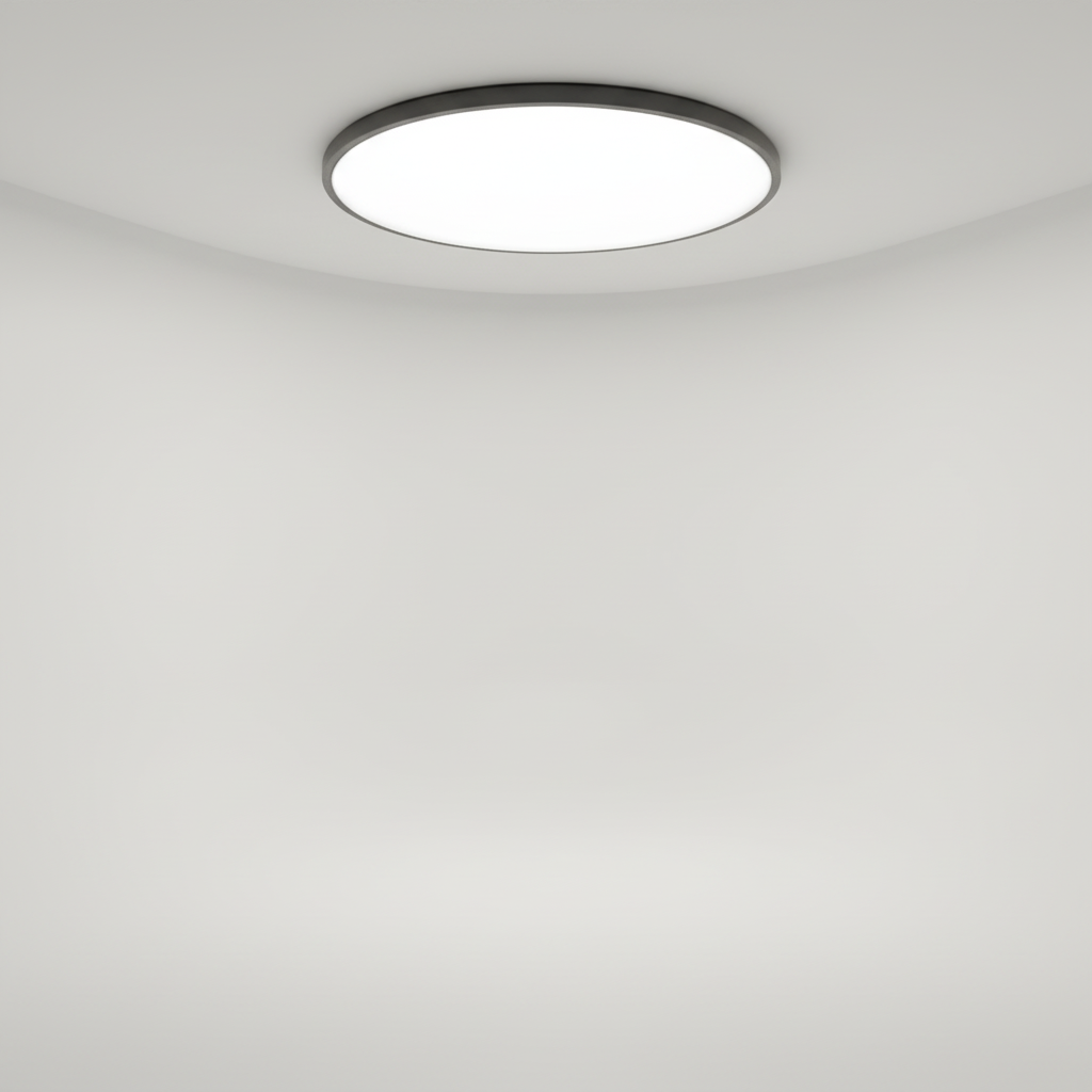 Stylish LED ceiling lamp, modern flush mount design enhances living room and bedroom aesthetics.
