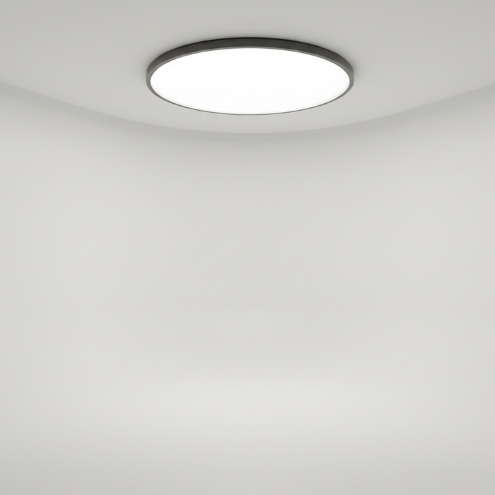 Stylish LED ceiling lamp, modern flush mount design enhances living room and bedroom aesthetics.