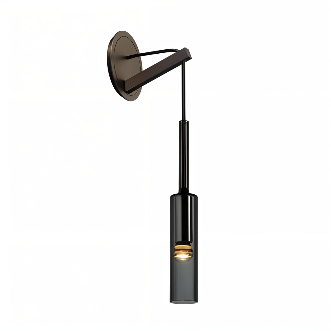Compact & stylish Orvane minimalist wall lamp, smoke glass shade, ideal for modern homes seeking space-saving lighting.