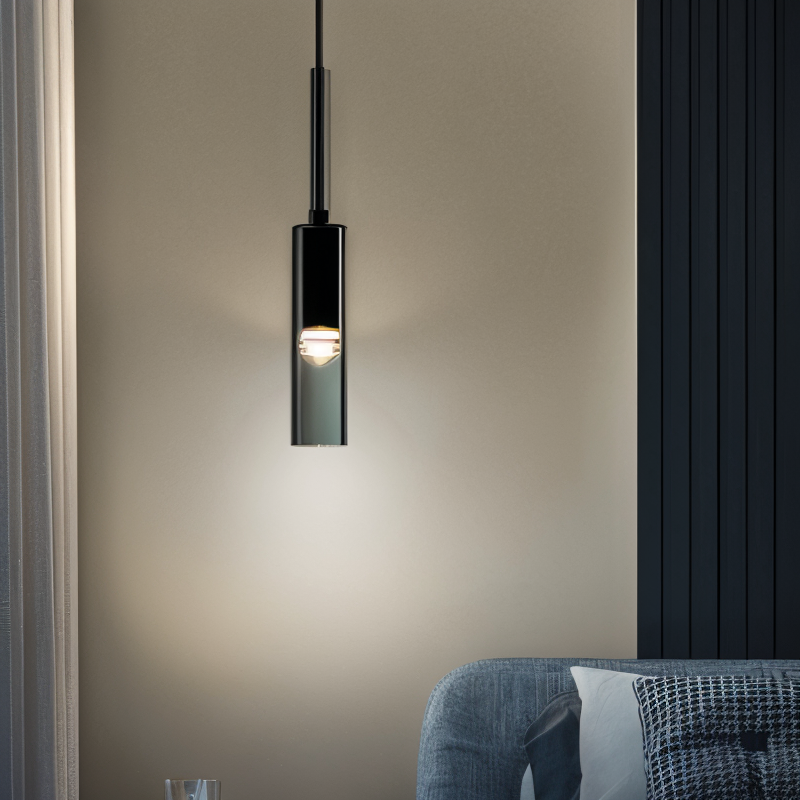 Copper finish minimalist Orvane wall lamp, modern lighting with smoke glass shade, perfect for contemporary homes.