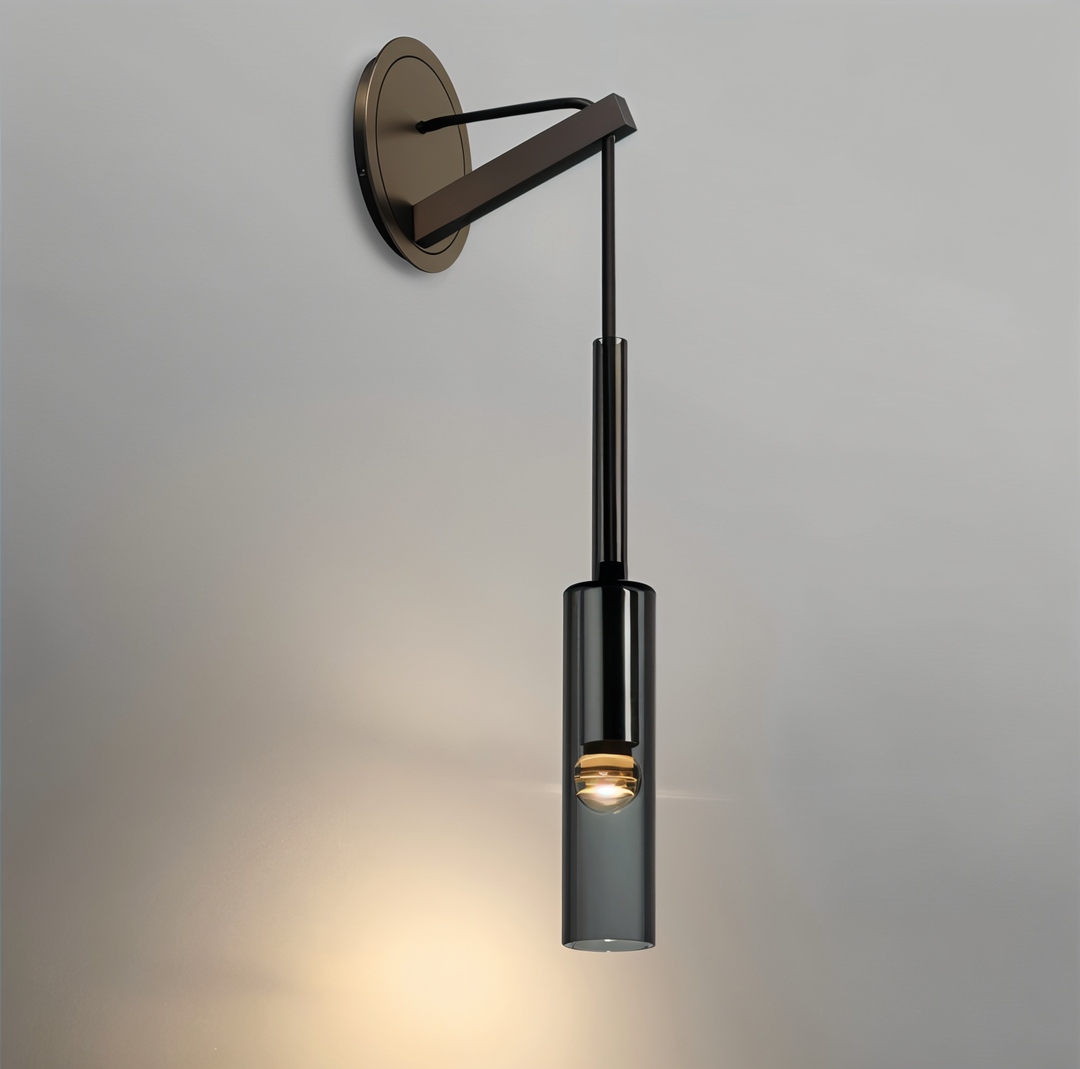 Create ambient light with the Orvane minimalist wall lamp, smoke glass adds a touch of modern elegance to any room.