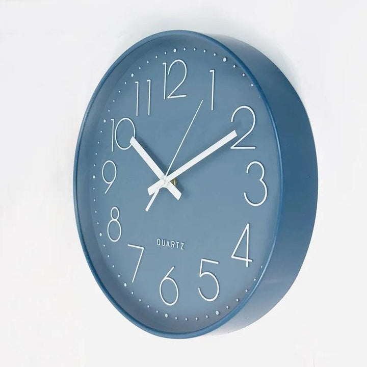 Round 12-inch silent quartz wall clock, a stylish and functional piece for modern kitchens.