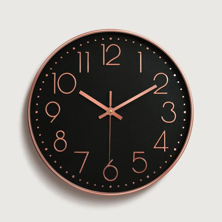 Elegant 12-inch modern wall clock, featuring silent quartz movement for any office or home.