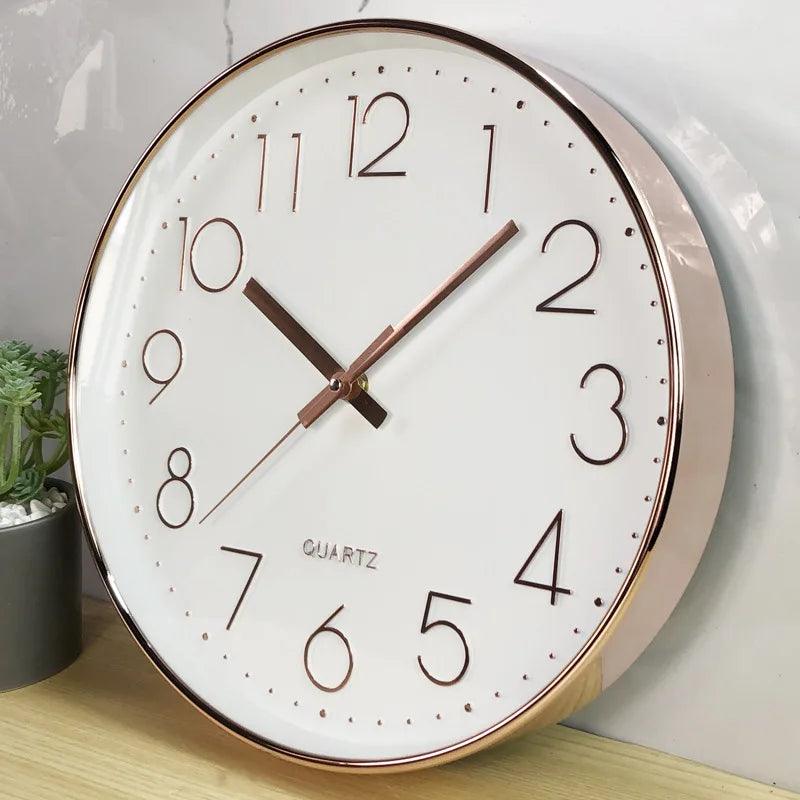 Sleek 12-inch silent quartz wall clock, perfect for adding a modern touch to your home decor.