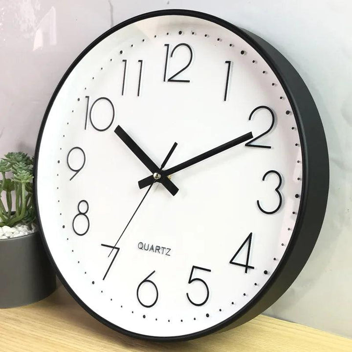 Home decor 12-inch silent quartz wall clock, perfect for a chic and quiet bedroom setting.