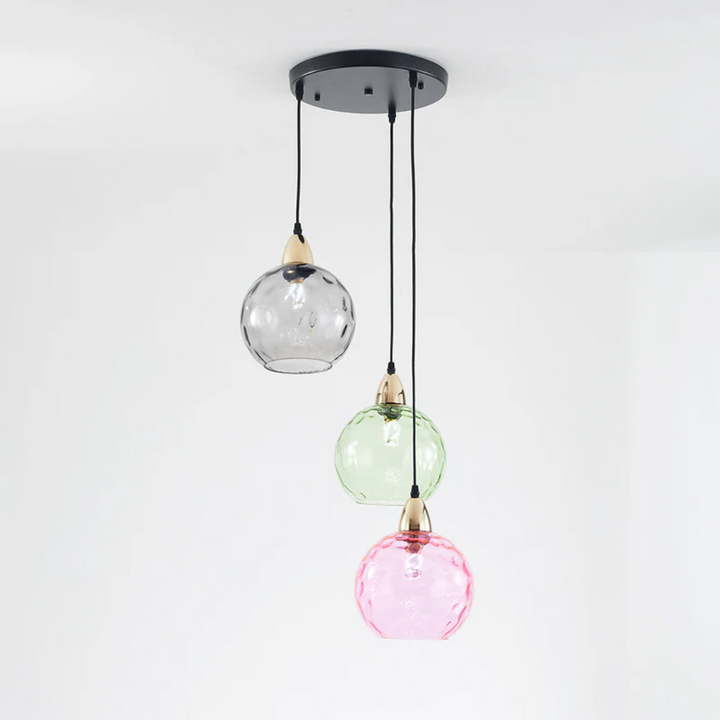 Dining room elegant cluster pendant light, modern 3-lamp cascade design fixture.