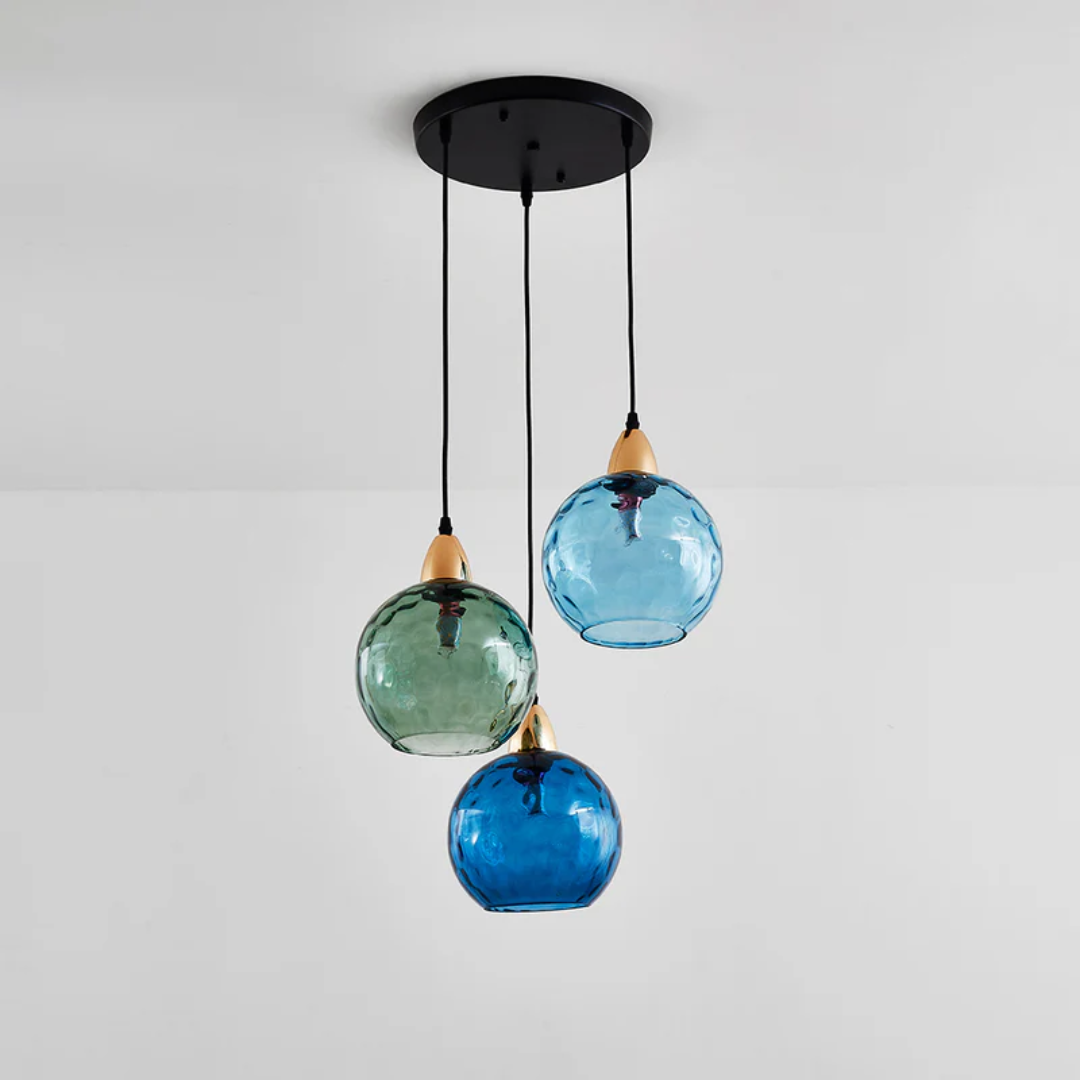 Cluster LED pendant light, stylish indoor lighting for living room or dining area.