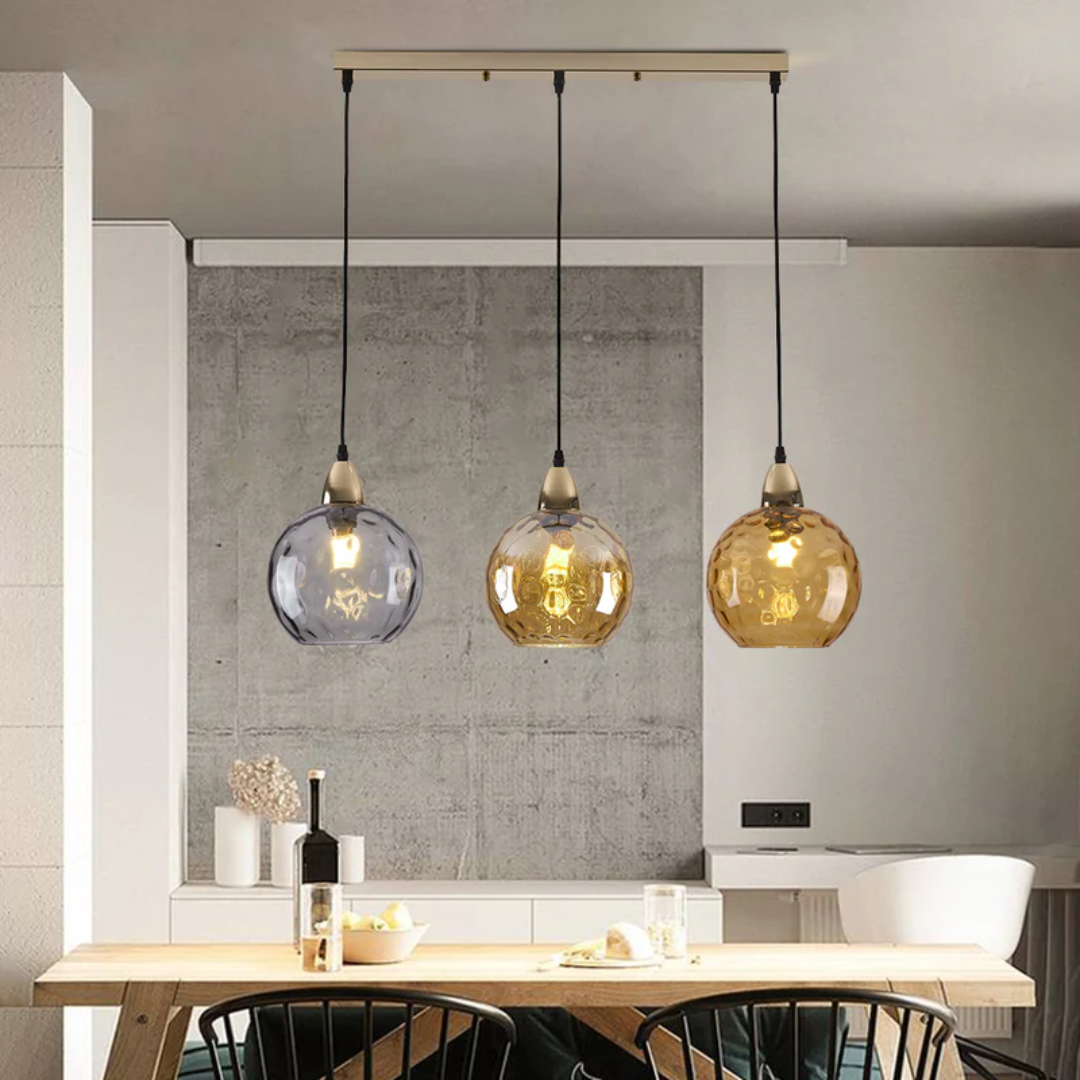 Contemporary 3-lamp cascade pendant light, a sophisticated modern ceiling fixture.