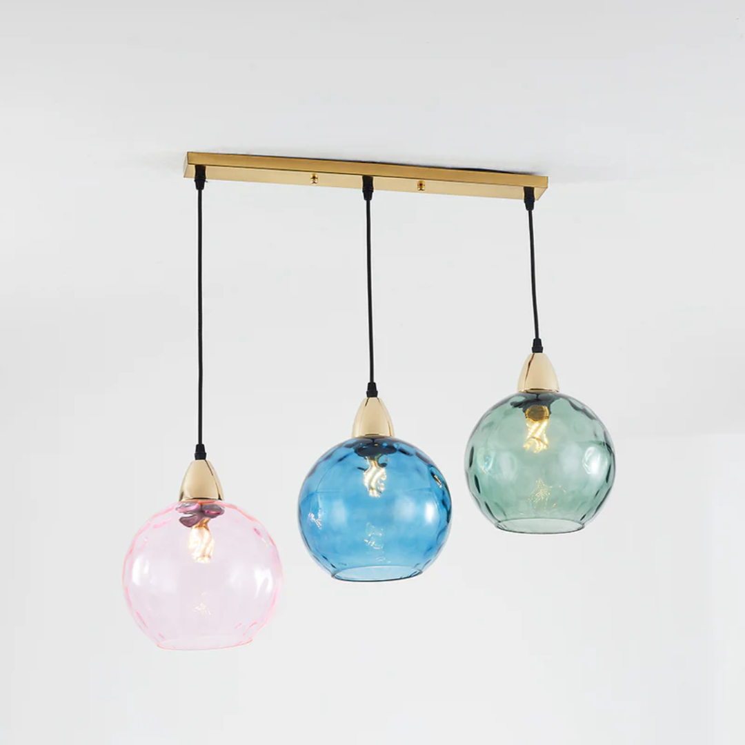 Elegant cascade pendant light, 3-lamp design for a stylish living room or bedroom.
