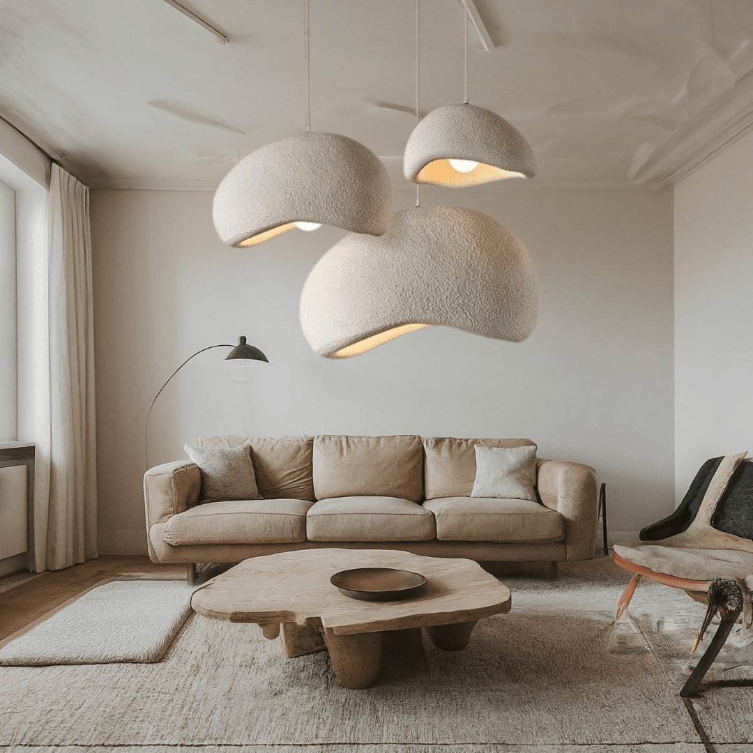Modern adjustable LED pendant light for living rooms, dimmable E27 bulb, minimalist ceiling fixture.