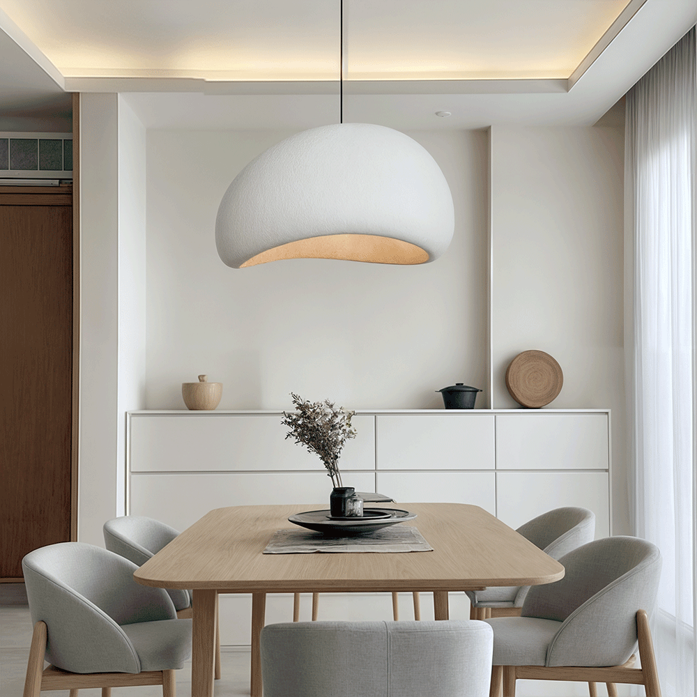 Modern minimalist adjustable LED pendant light, enhances contemporary living space home decor.