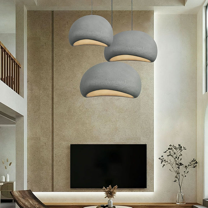 Contemporary adjustable LED pendant light for modern living room ceiling, offers dimmable interior light.