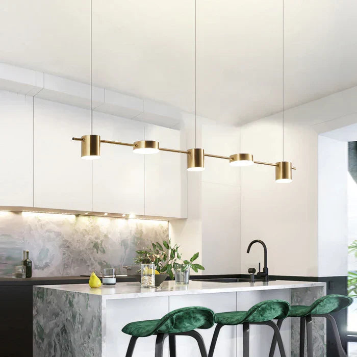 Elegant gold AuraDrum drum pendant, perfect for contemporary decor.
