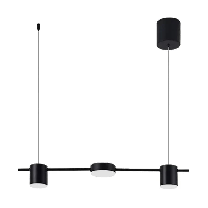 Black AuraDrum modern LED ceiling light, ideal for kitchen islands.