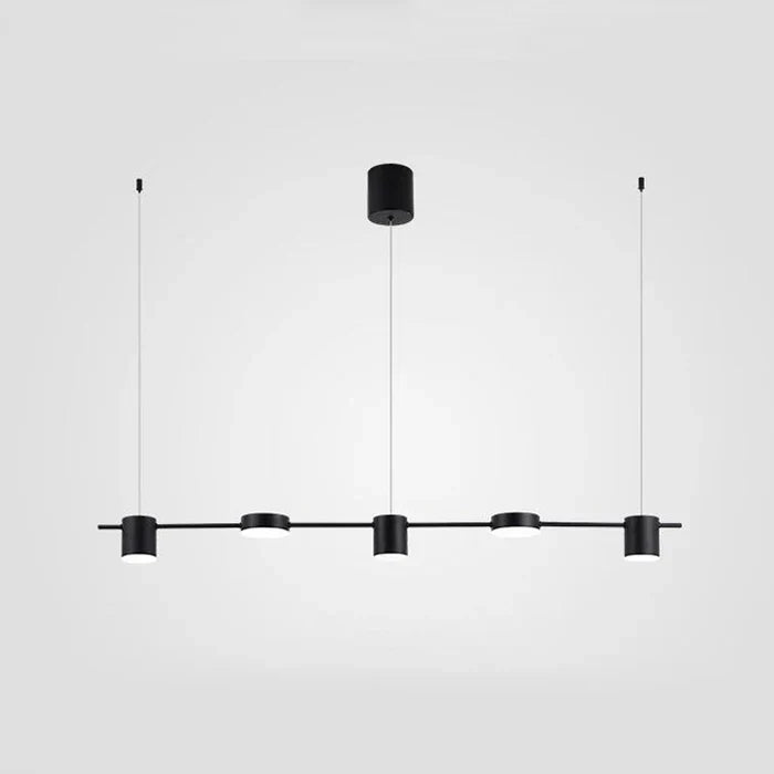 Black AuraDrum modern ceiling light, perfect for kitchen island decor.