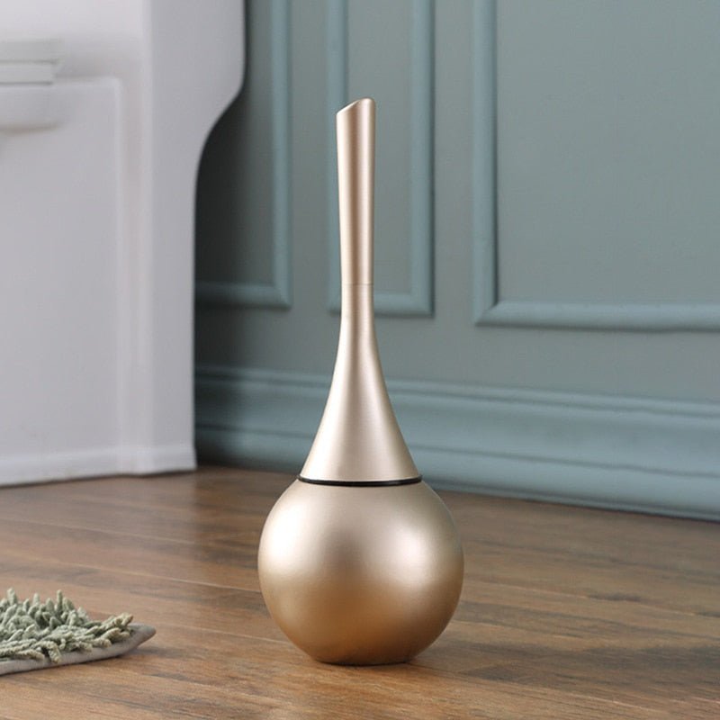 Modern bathroom toilet brush with flexible silicone head for effective home cleaning & hygiene.