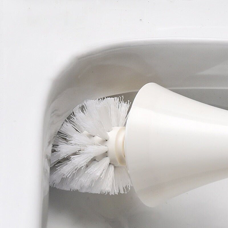 Bathroom cleaning tool: a modern toilet brush with flexible silicone head for enhanced hygiene.