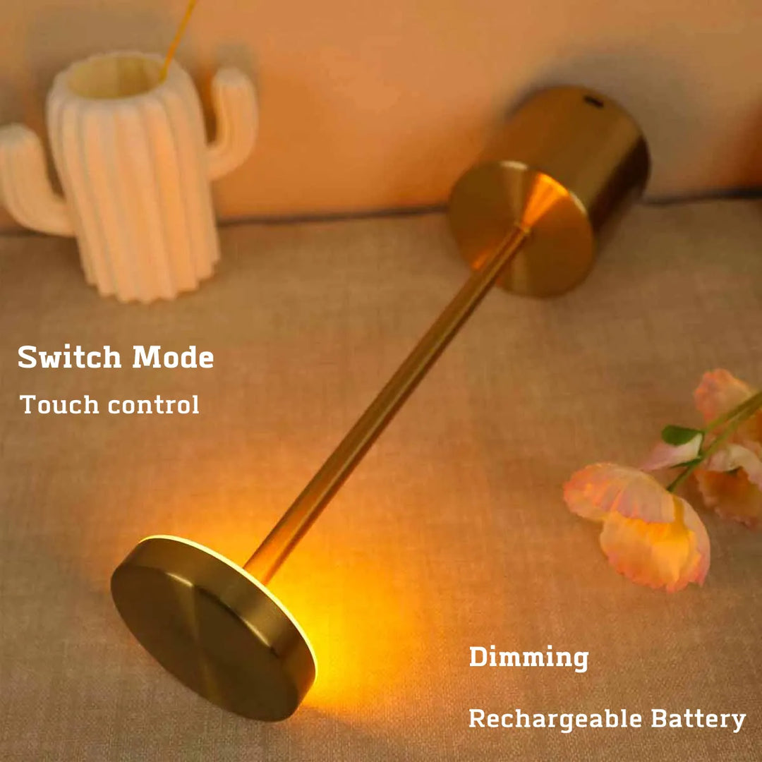 Elegant wireless LED table lamp, dimmable touch control. Rechargeable, ideal portable lighting for modern homes & offices.