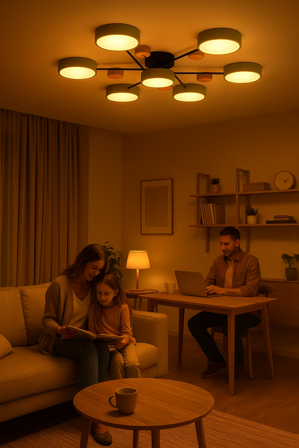 One-of-a-kind modern branching LED light. Provides warm ambient home lighting.