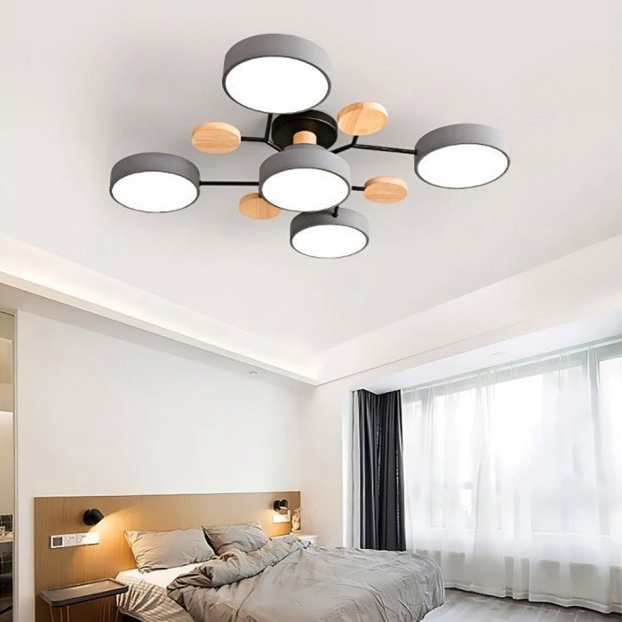 Multi-arm branching LED ceiling light. Warm white, perfect for modern residential spaces.