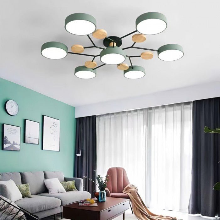 Modern branching LED fixture. Provides warm white light for dining room or study.